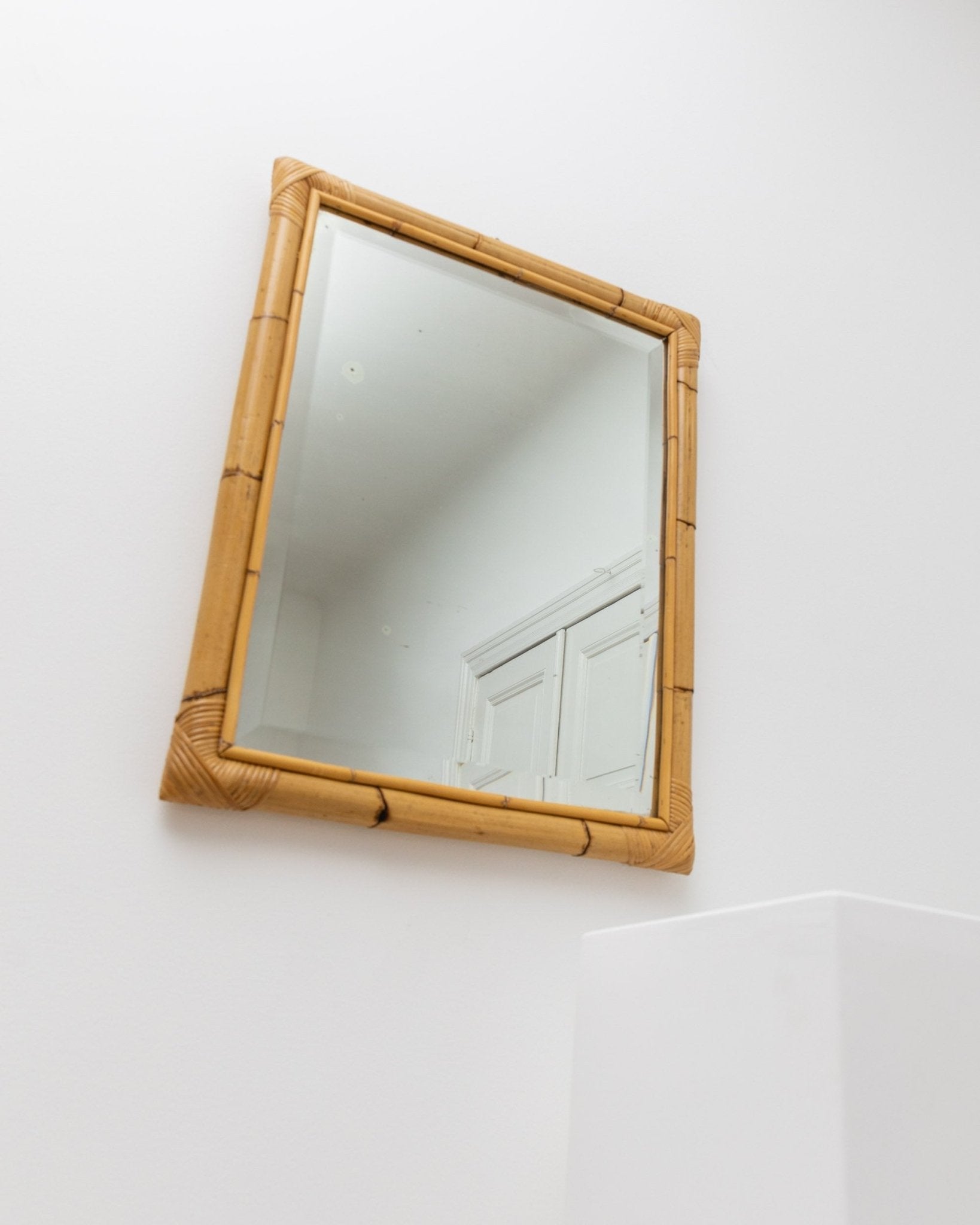 XL wall mirror made of bamboo wood - made in Italy - McM 1940s - Bottega Jacobs