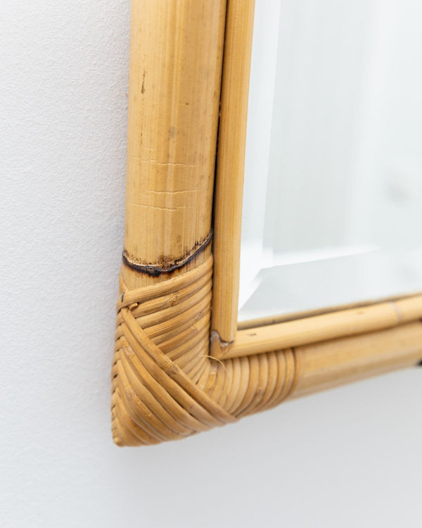 XL wall mirror made of bamboo wood - made in Italy - McM 1940s - Bottega Jacobs