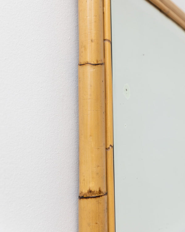 XL wall mirror made of bamboo wood - made in Italy - McM 1940s - Bottega Jacobs