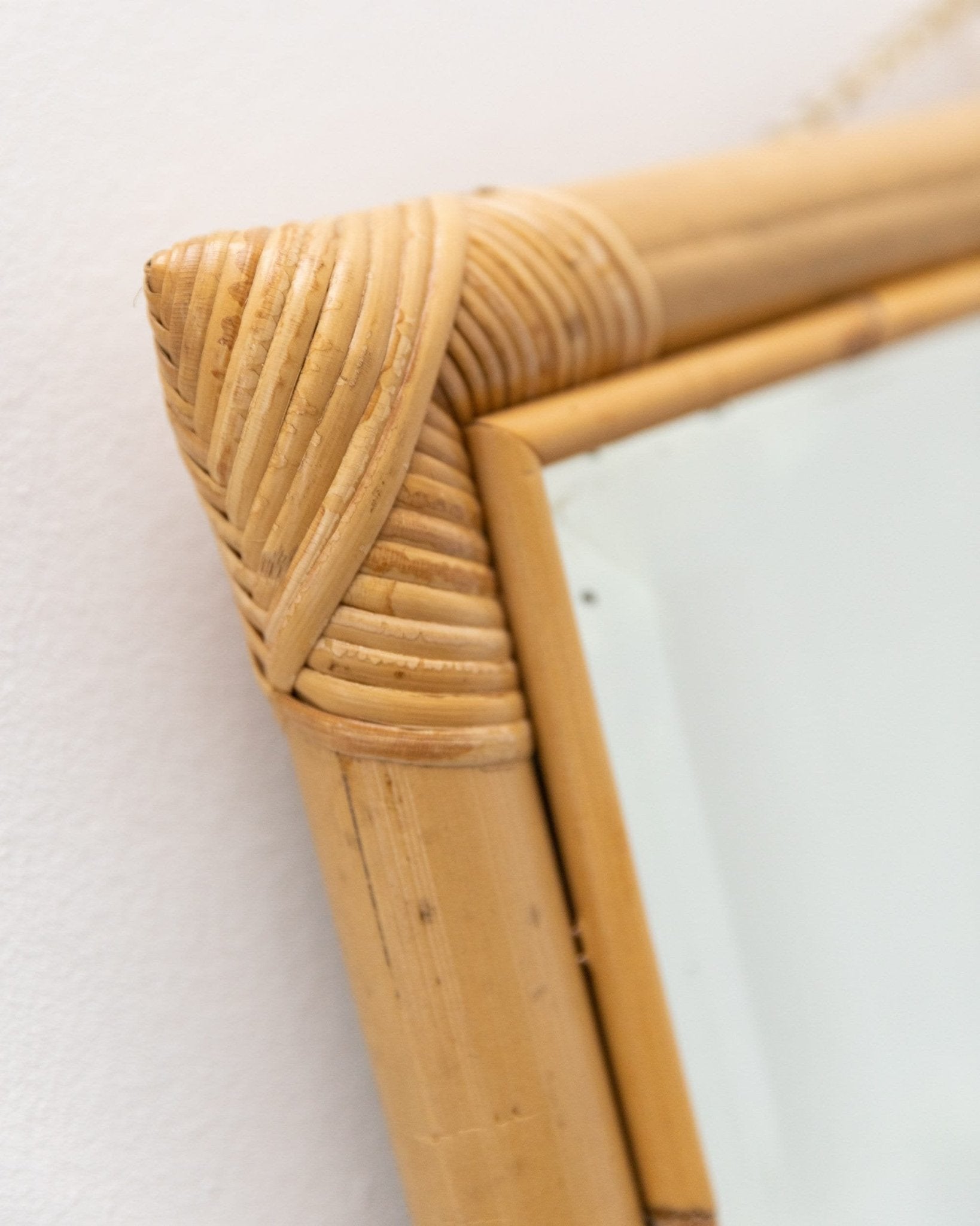 XL wall mirror made of bamboo wood - made in Italy - McM 1940s - Bottega Jacobs