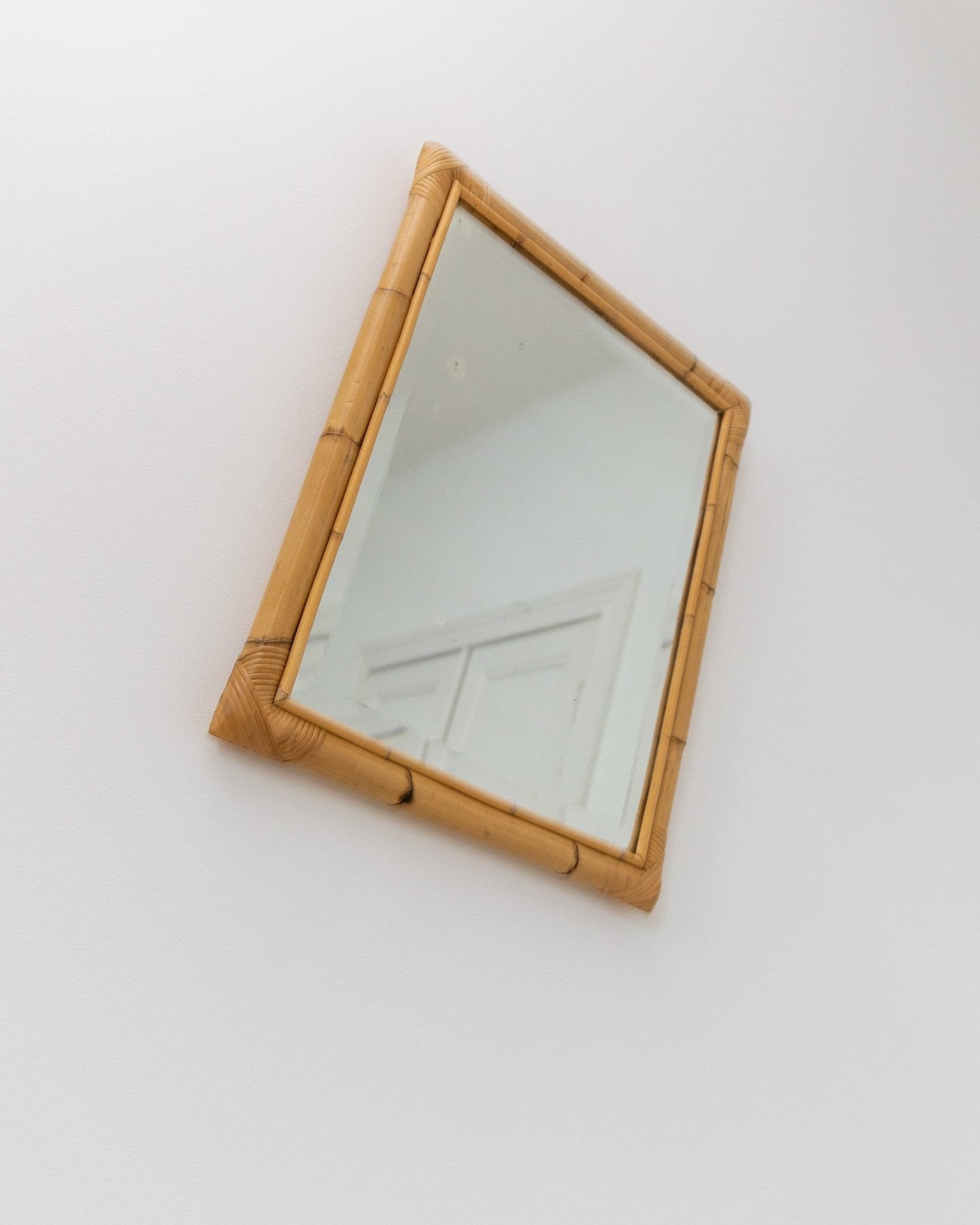 XL wall mirror made of bamboo wood - made in Italy - McM 1940s - Bottega Jacobs