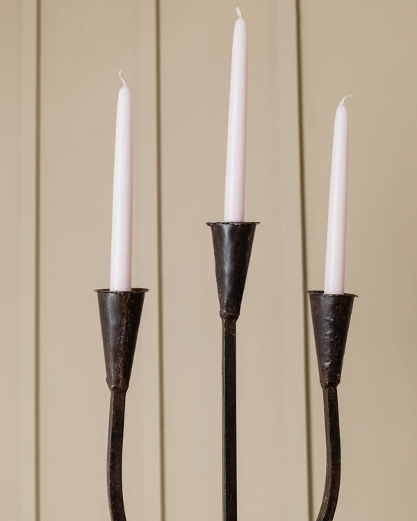 XXL Brutalist metal candlestick - classic shape for 3 candles - handmade - Italy 1960s - Bottega Jacobs
