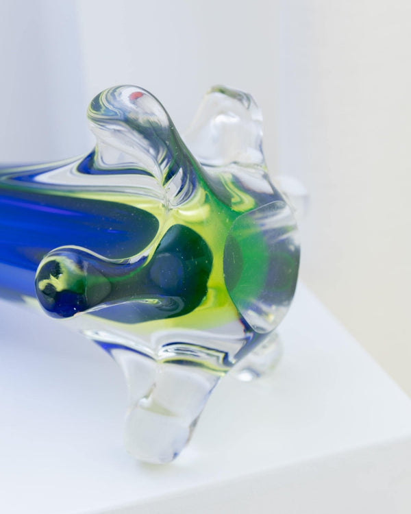 XXL Fratelli Toso Vase - Murano glass Art blue Italy 1970s - Decorative Flower Vase, elegant gift idea, colorful glassware, handcrafted_Bottega Jacobs