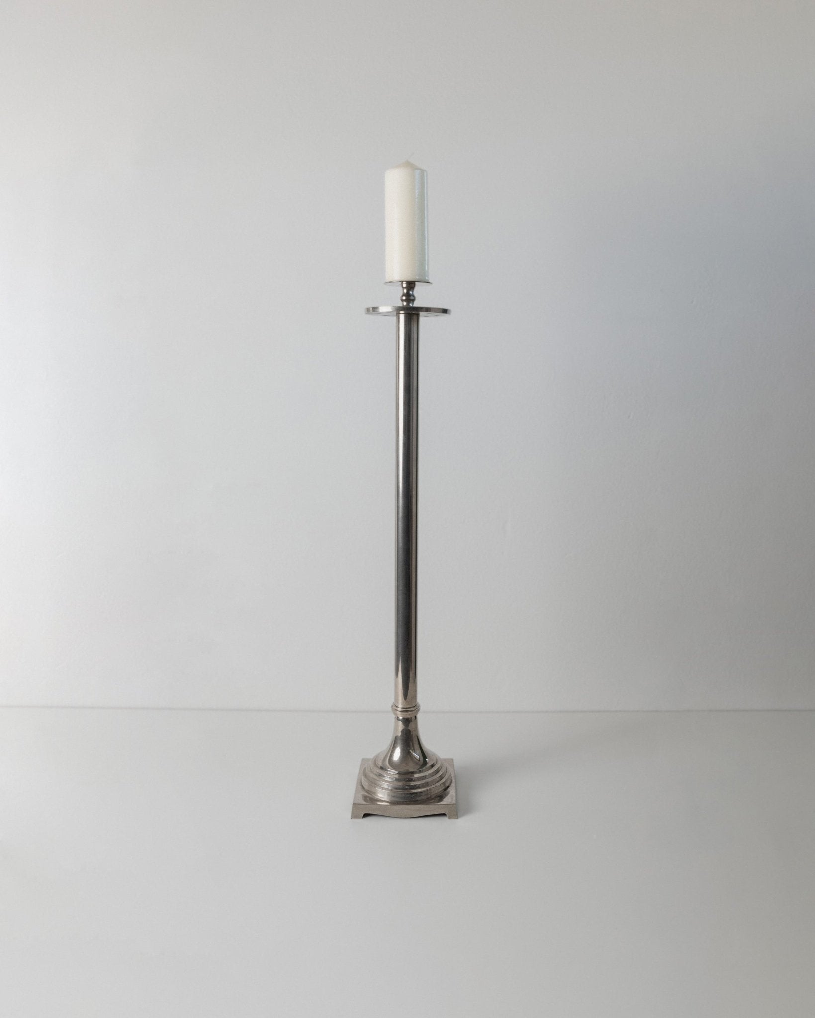 XXL Vintage Art Deco Candlestick - Chrome - plated brass - Classic shape - Italy 1930s_Bottega Jacobs