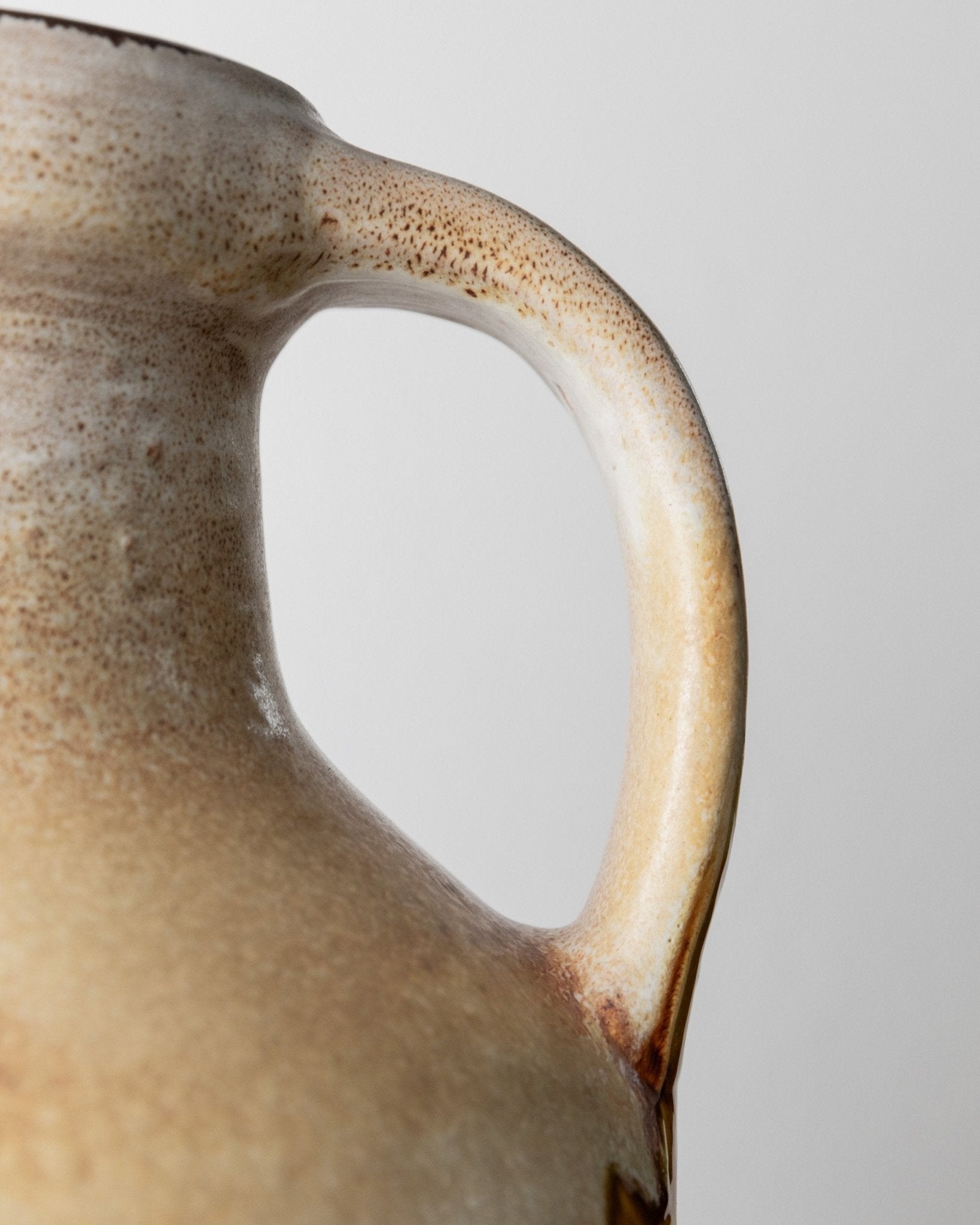 XXL vintage ceramic vase by Scheurich - jug with handle in beige brown gradient glaze - Germany 1970s - country house decoration, gift idea - Bottega Jacobs