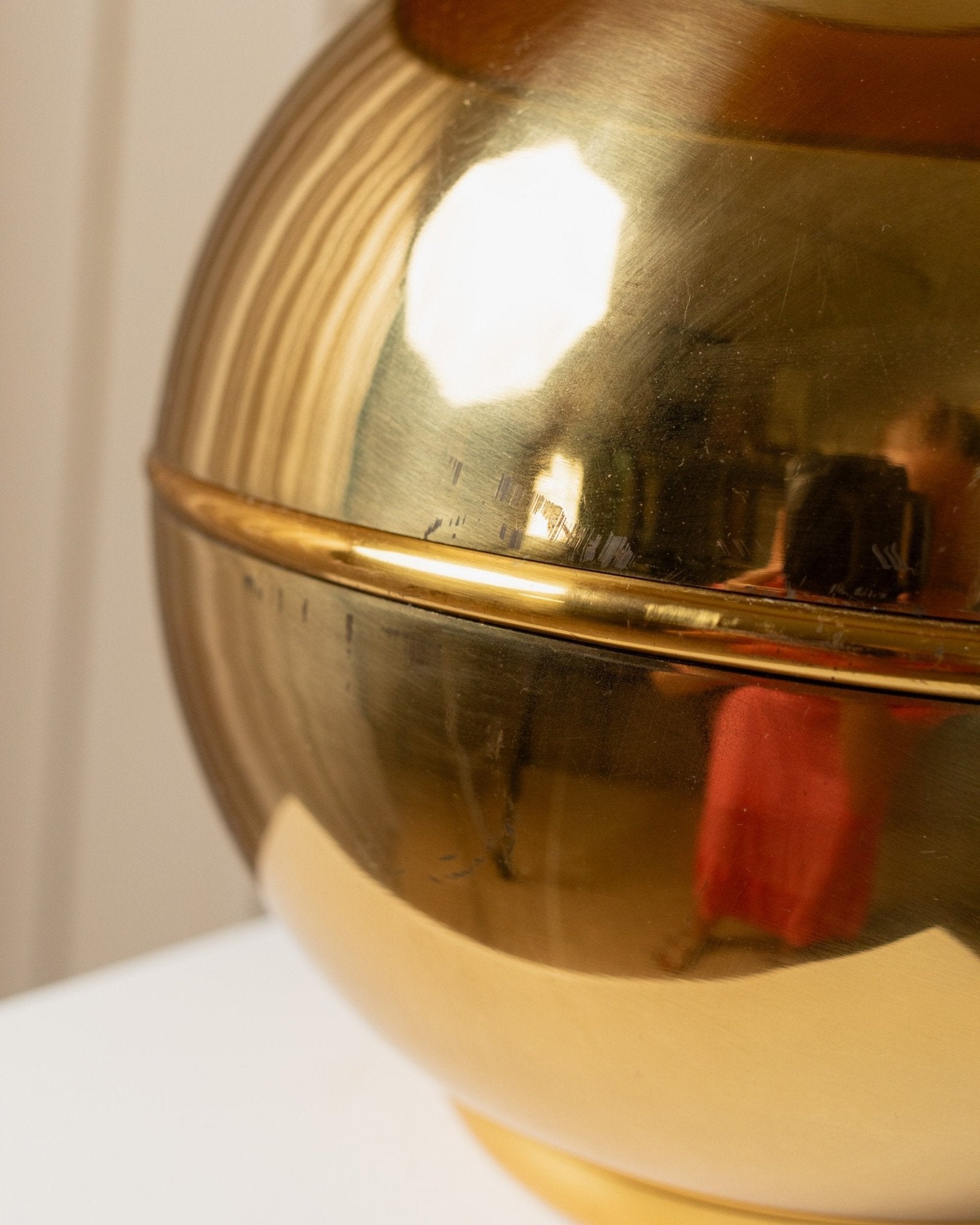 XXL vintage globe lamp Italy 1980s, golden velvet lampshade, Hollywood Regency style - Bottega Jacobs