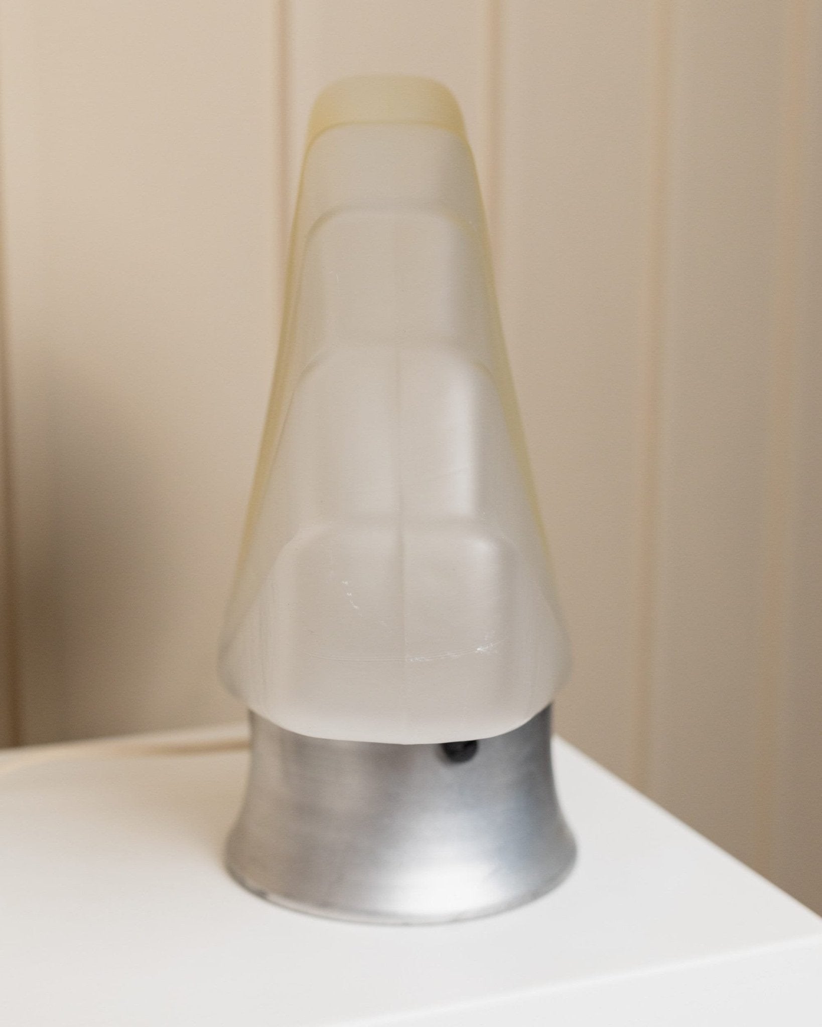 XXL vintage Murano glass shell lamp - table lamp white yellow - Space Age Design Italy - 1980s - Bottega Jacobs