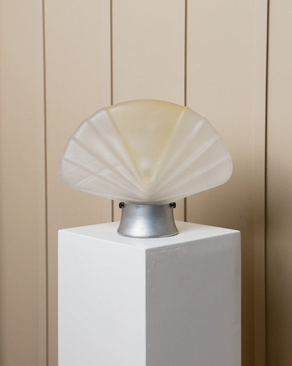 XXL vintage Murano glass shell lamp - table lamp white yellow - Space Age Design Italy - 1980s - Bottega Jacobs