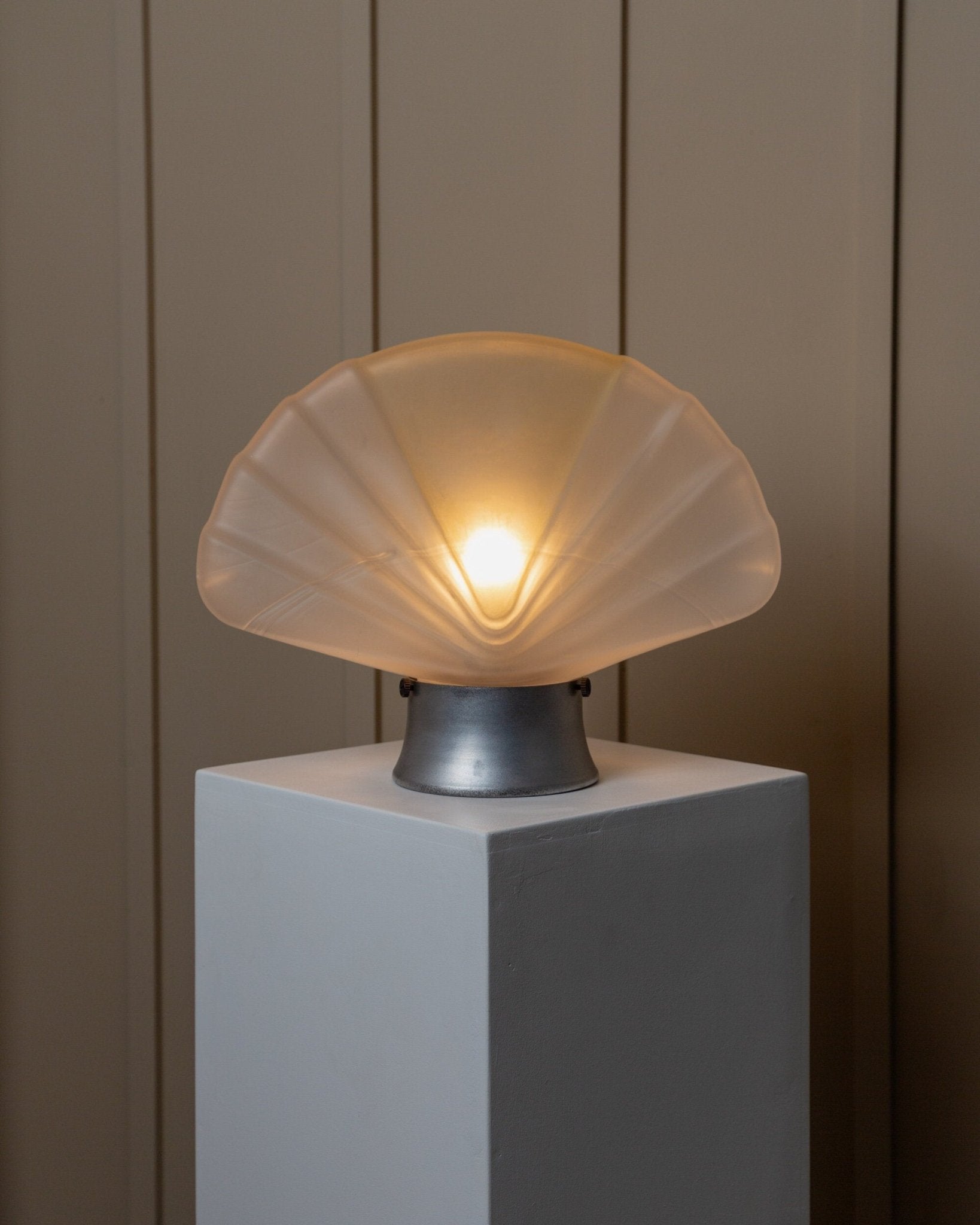 XXL vintage Murano glass shell lamp - table lamp white yellow - Space Age Design Italy - 1980s - Bottega Jacobs