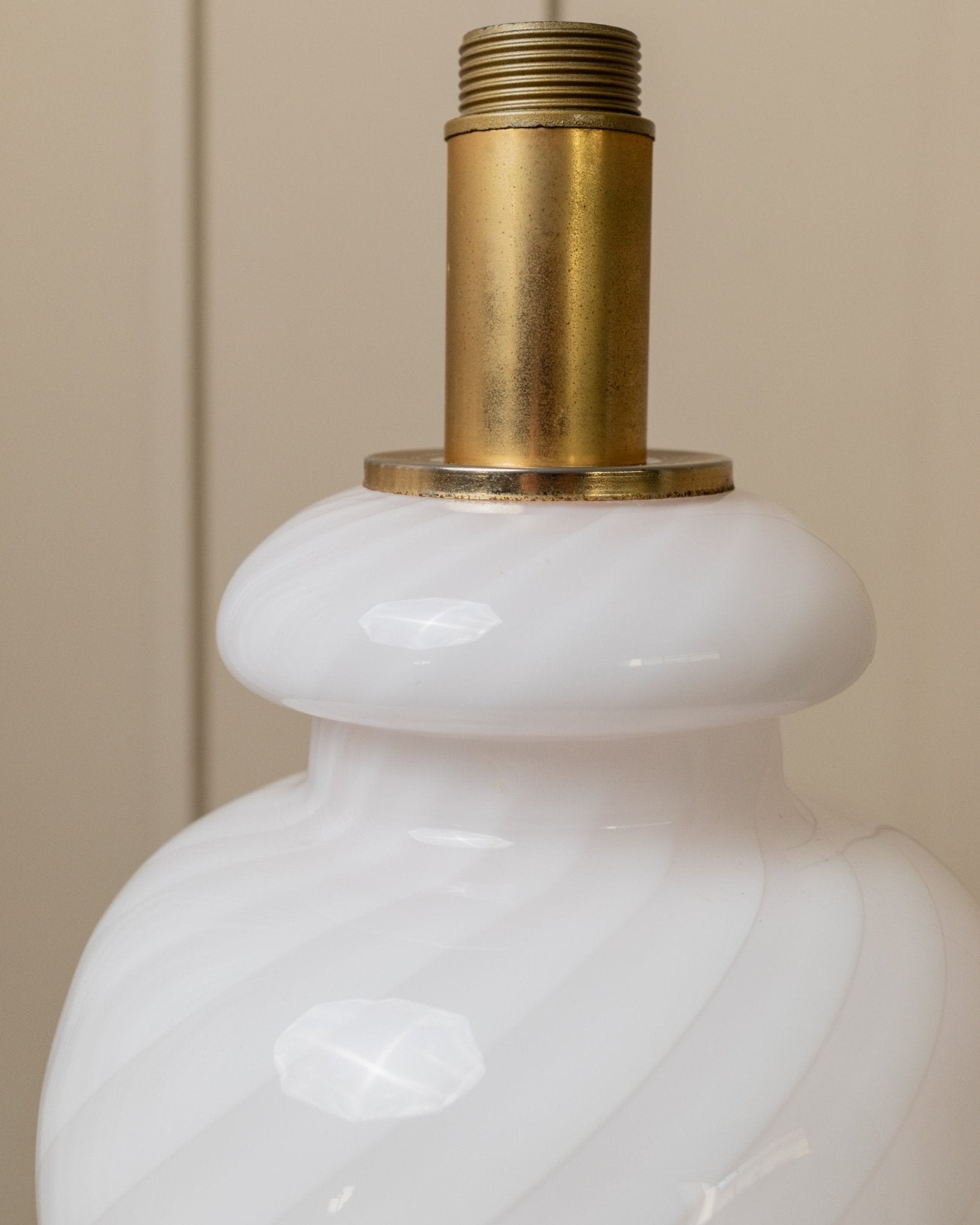 XXL vintage Murano table lamp 70s, soft pink, swirl mid - century design, mouth - blown glass Italy - Bottega Jacobs