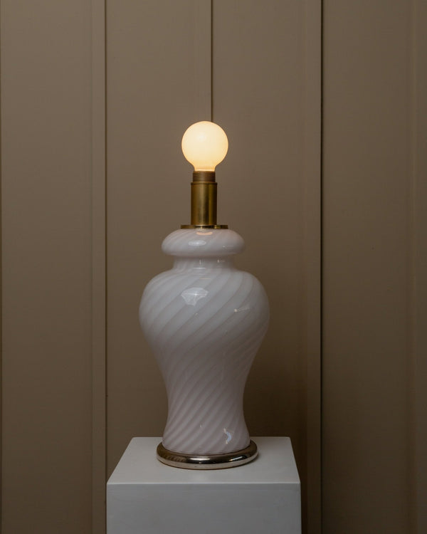 XXL vintage Murano table lamp 70s, soft pink, swirl mid - century design, mouth - blown glass Italy - Bottega Jacobs