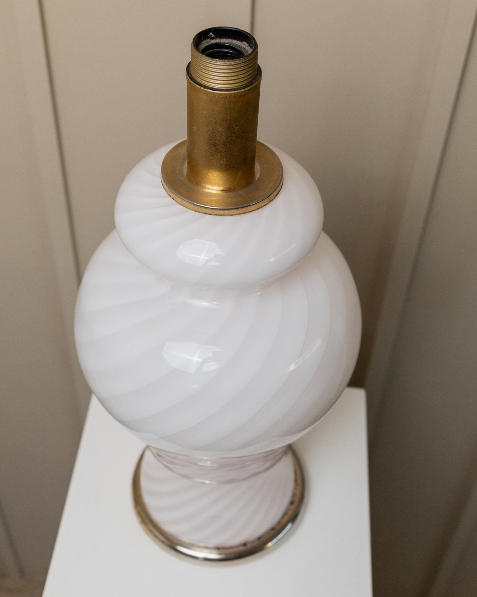 XXL vintage Murano table lamp 70s, soft pink, swirl mid - century design, mouth - blown glass Italy - Bottega Jacobs
