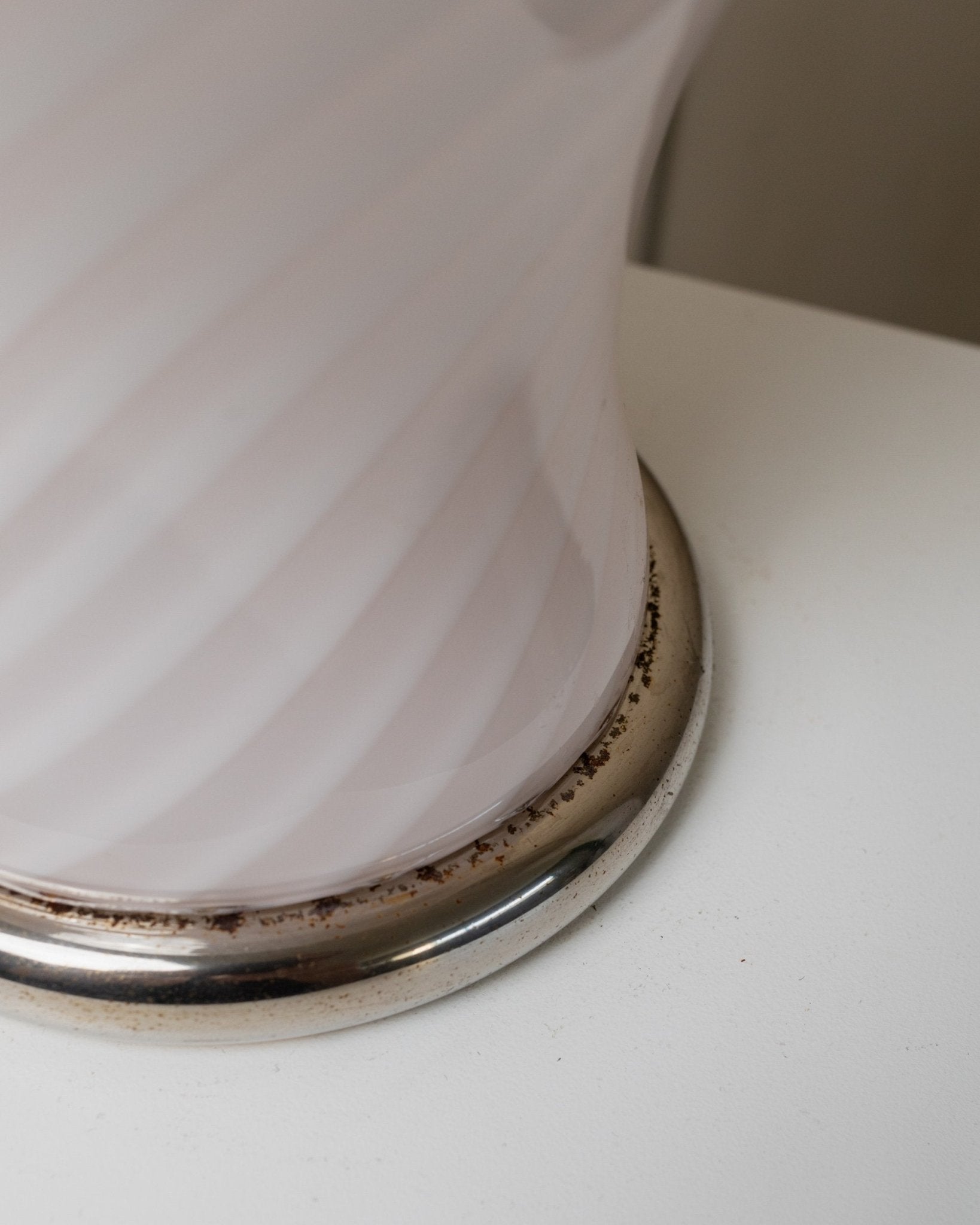 XXL vintage Murano table lamp 70s, soft pink, swirl mid - century design, mouth - blown glass Italy - Bottega Jacobs