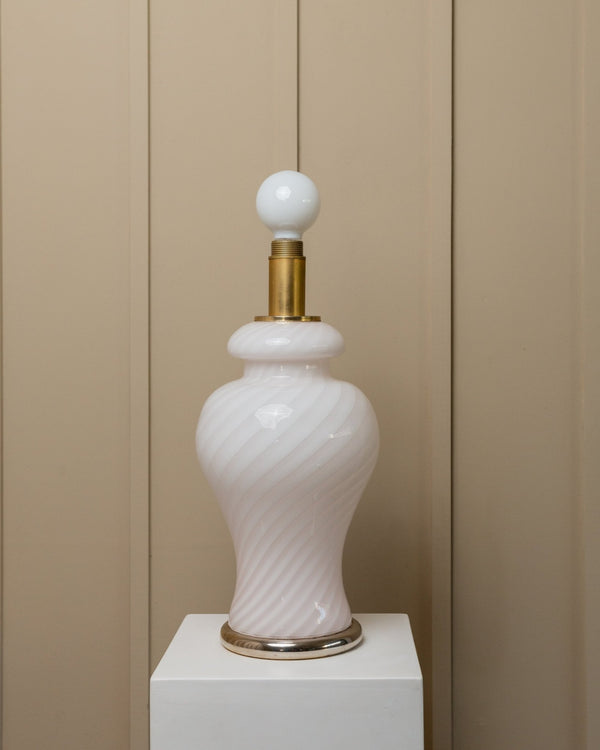 XXL vintage Murano table lamp 70s, soft pink, swirl mid - century design, mouth - blown glass Italy - Bottega Jacobs