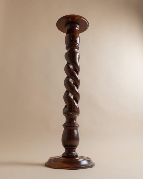 XXL Vintage wooden flower stand, column table - swirled solid wood handcrafted Italy 1960s, presentation of art, plants, vases - gift idea_Bottega Jacobs