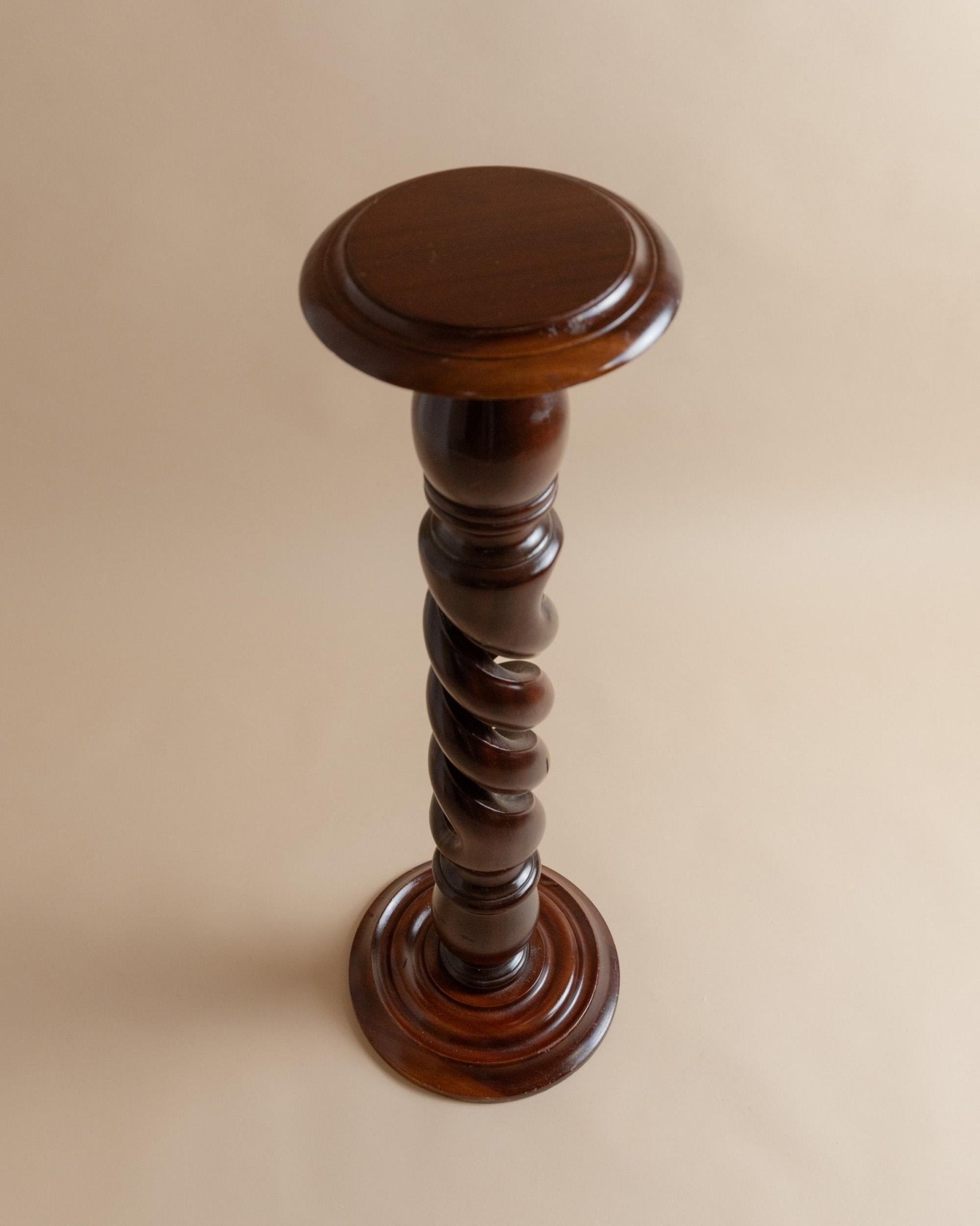 XXL Vintage wooden flower stand, column table - swirled solid wood handcrafted Italy 1960s, presentation of art, plants, vases - gift idea_Bottega Jacobs