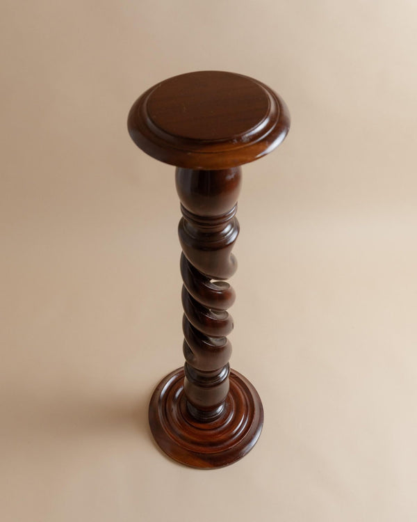 XXL Vintage wooden flower stand, column table - swirled solid wood handcrafted Italy 1960s, presentation of art, plants, vases - gift idea_Bottega Jacobs