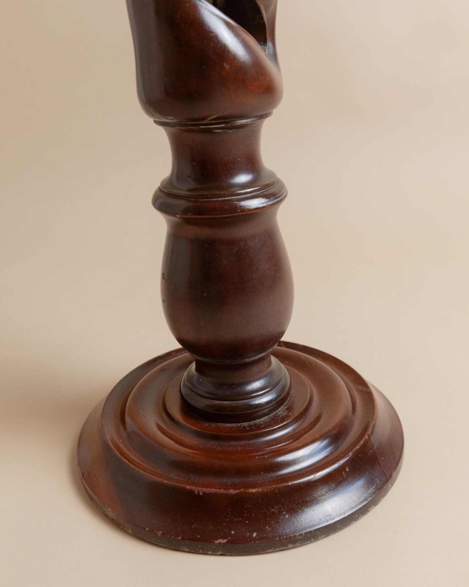 XXL Vintage wooden flower stand, column table - swirled solid wood handcrafted Italy 1960s, presentation of art, plants, vases - gift idea_Bottega Jacobs