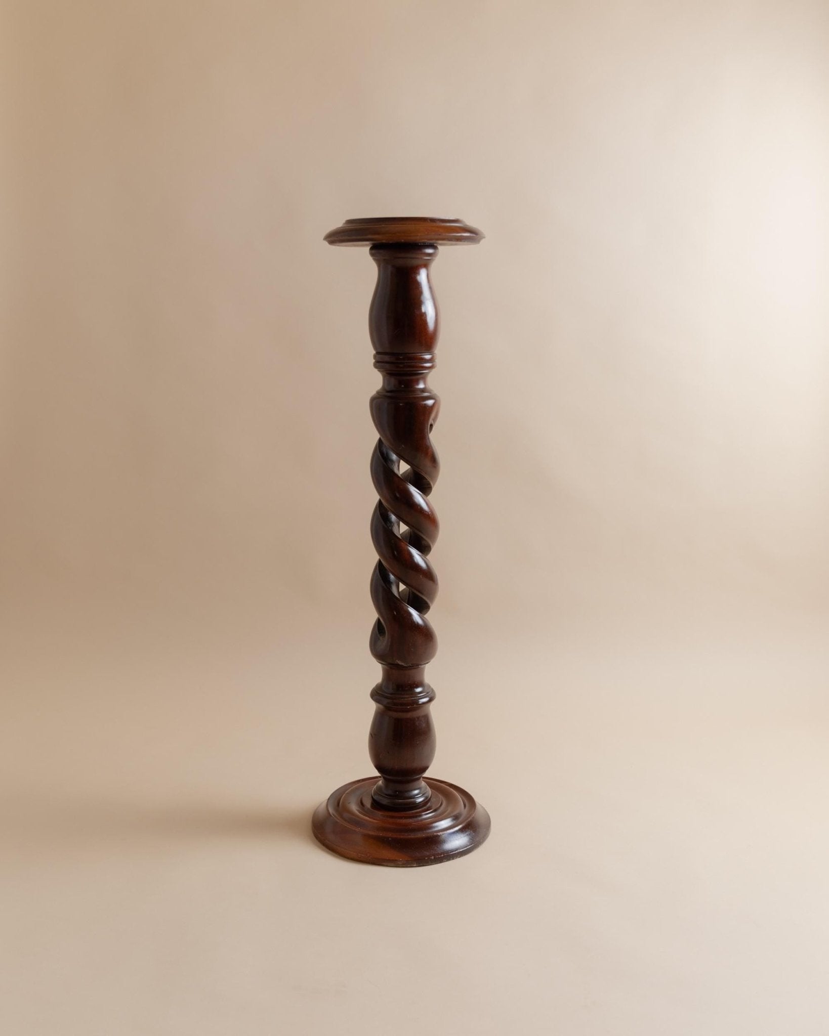 XXL Vintage wooden flower stand, column table - swirled solid wood handcrafted Italy 1960s, presentation of art, plants, vases - gift idea_Bottega Jacobs