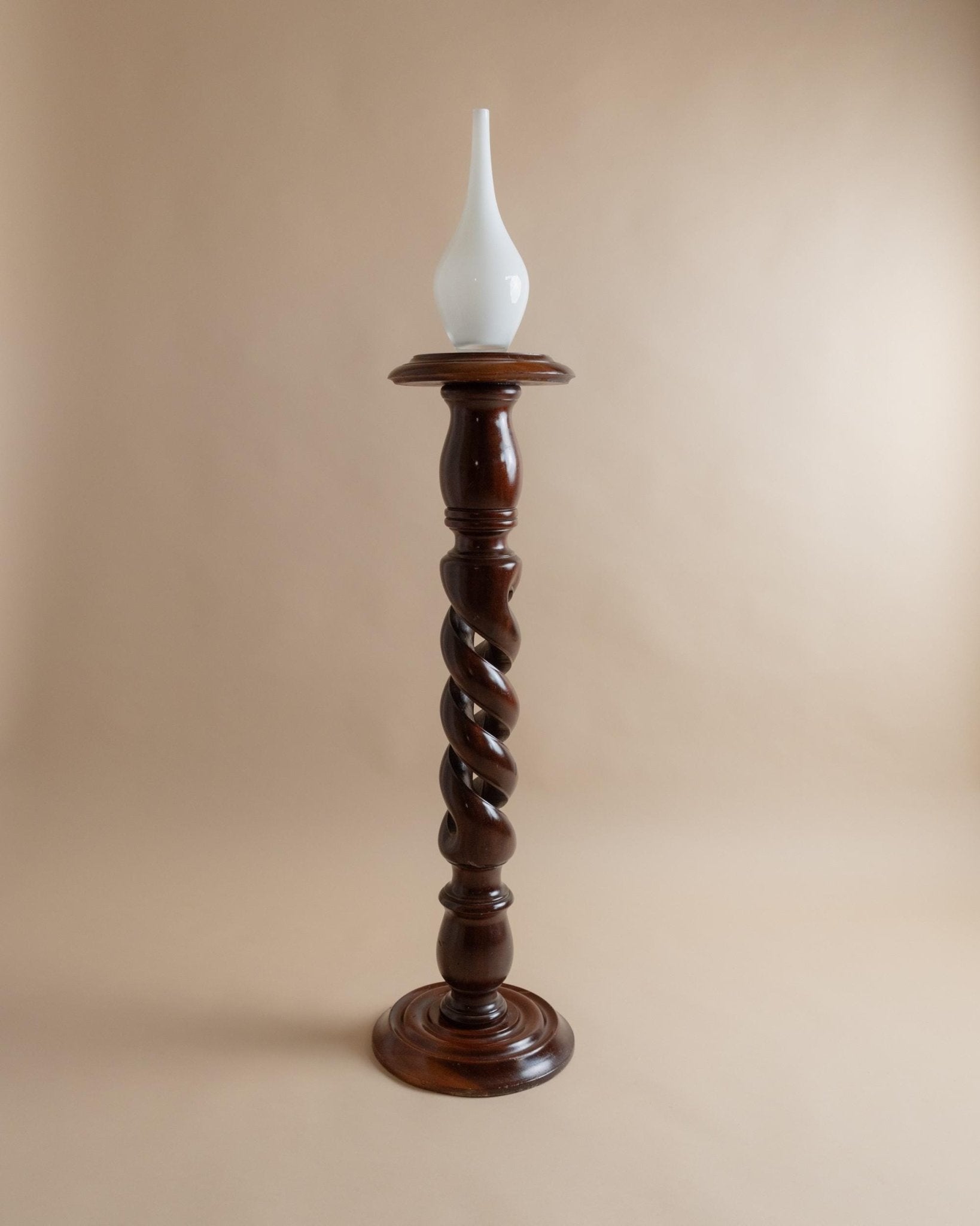 XXL Vintage wooden flower stand, column table - swirled solid wood handcrafted Italy 1960s, presentation of art, plants, vases - gift idea_Bottega Jacobs