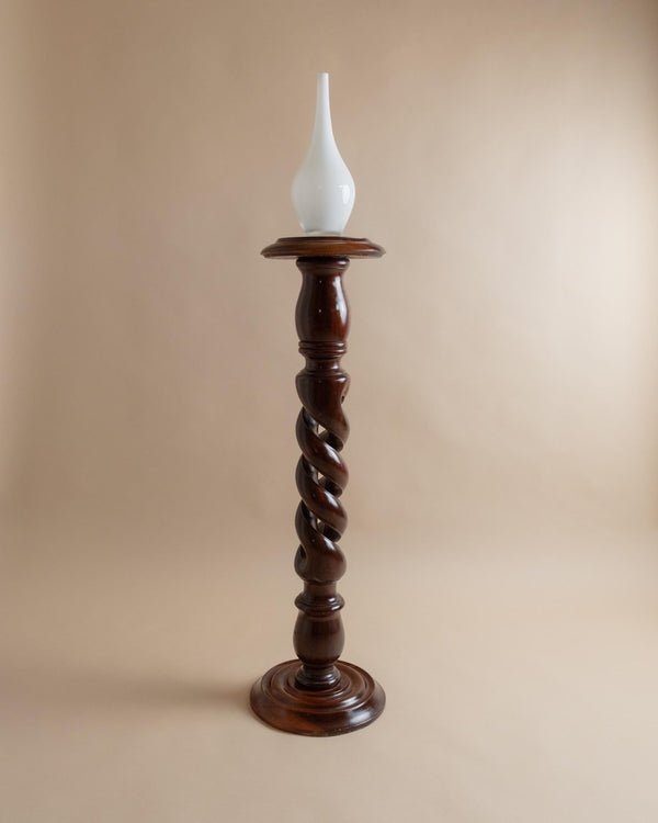 XXL Vintage wooden flower stand, column table - swirled solid wood handcrafted Italy 1960s, presentation of art, plants, vases - gift idea_Bottega Jacobs