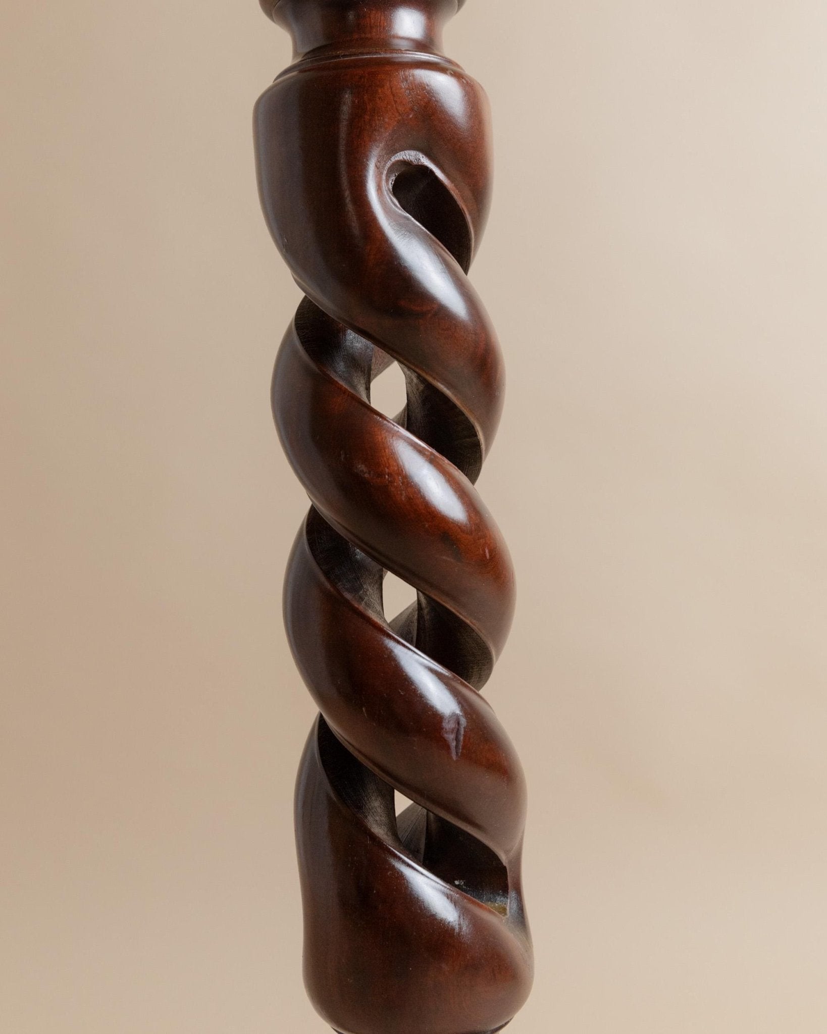 XXL Vintage wooden flower stand, column table - swirled solid wood handcrafted Italy 1960s, presentation of art, plants, vases - gift idea_Bottega Jacobs